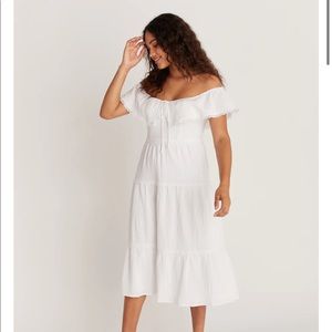 Backyard roses white midi dress